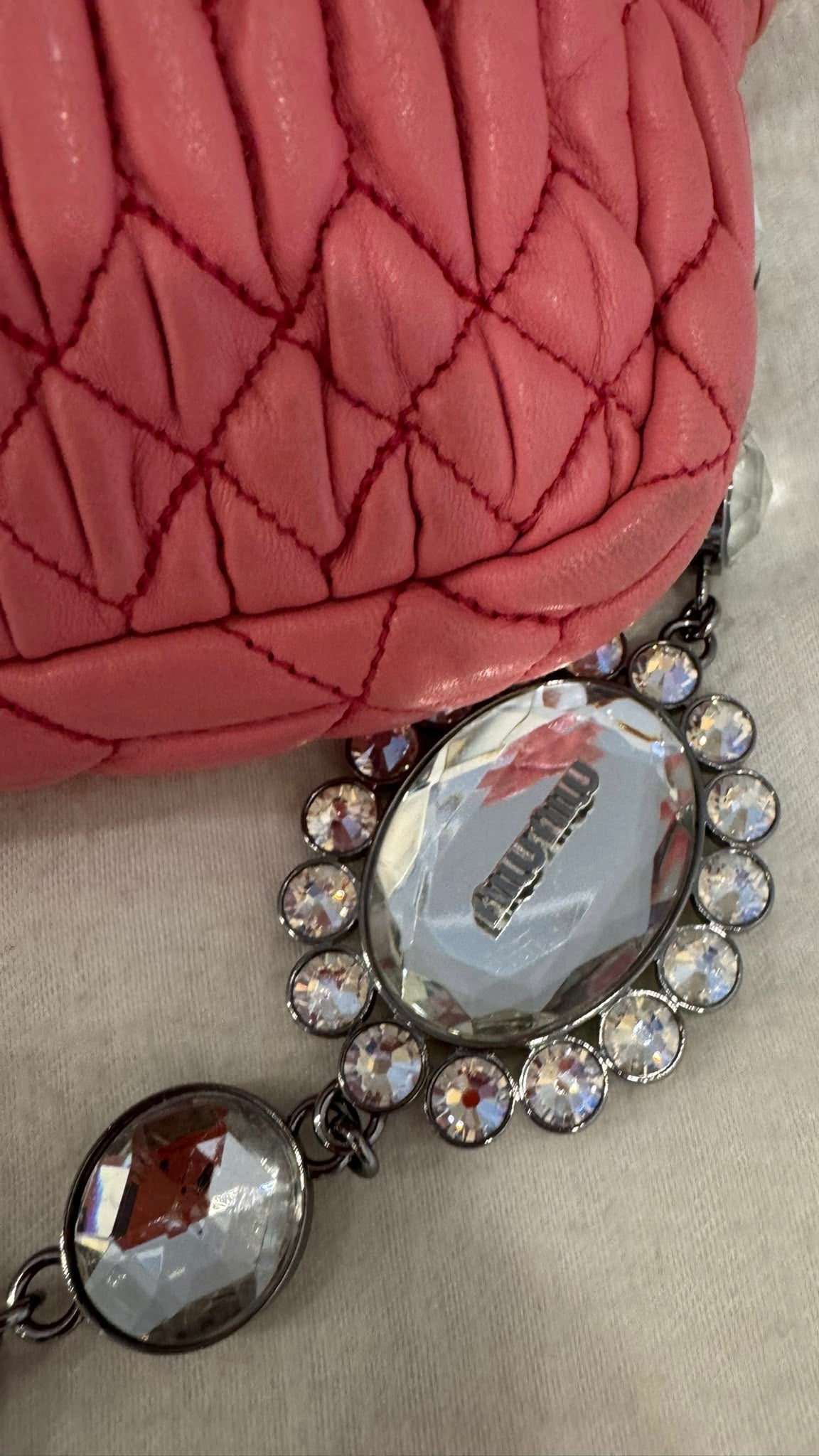 Miu Miu Matelassé Nappa Crystal Shoulder Bag