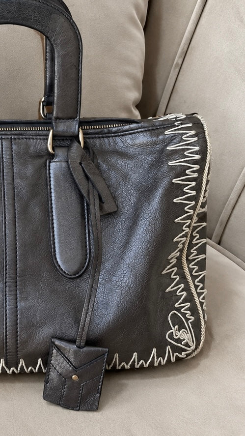 YSL Whipstitch Leather Top Handle Bag