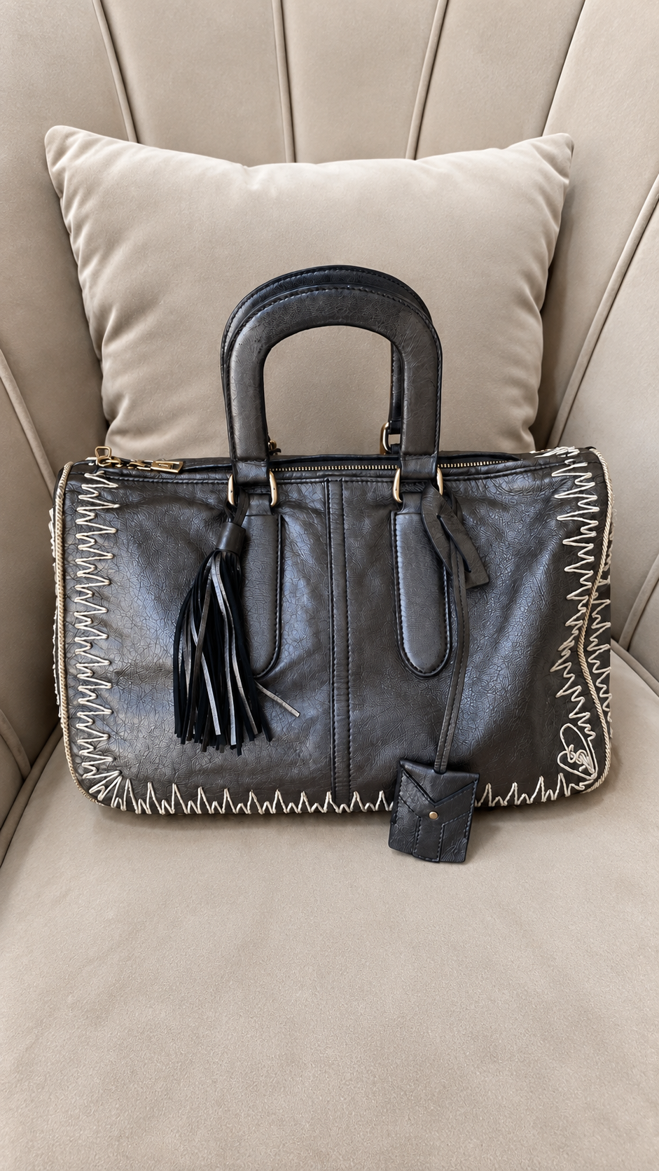 YSL Whipstitch Leather Top Handle Bag